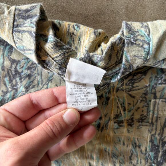 VINTAGE 90S MONTANA WOODLAND CAMO POCKET T-SHIRT SINGLE STITCH MENS XL - Picture 5 of 6